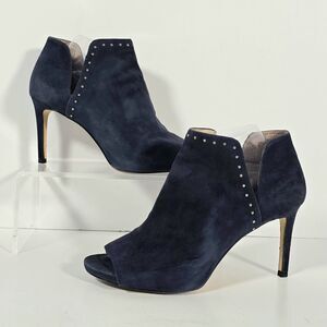 White House Black Market Louise Suede Leather Shootie Size 9.5‎ Blue Studded